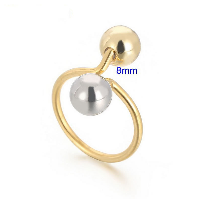 Fashion 6# Stainless Steel Ball Geometric Open Ring