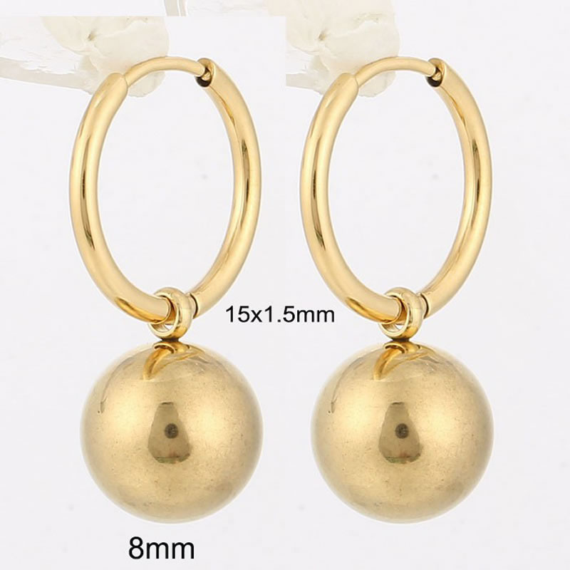 Fashion 10# Stainless Steel Ball Earrings