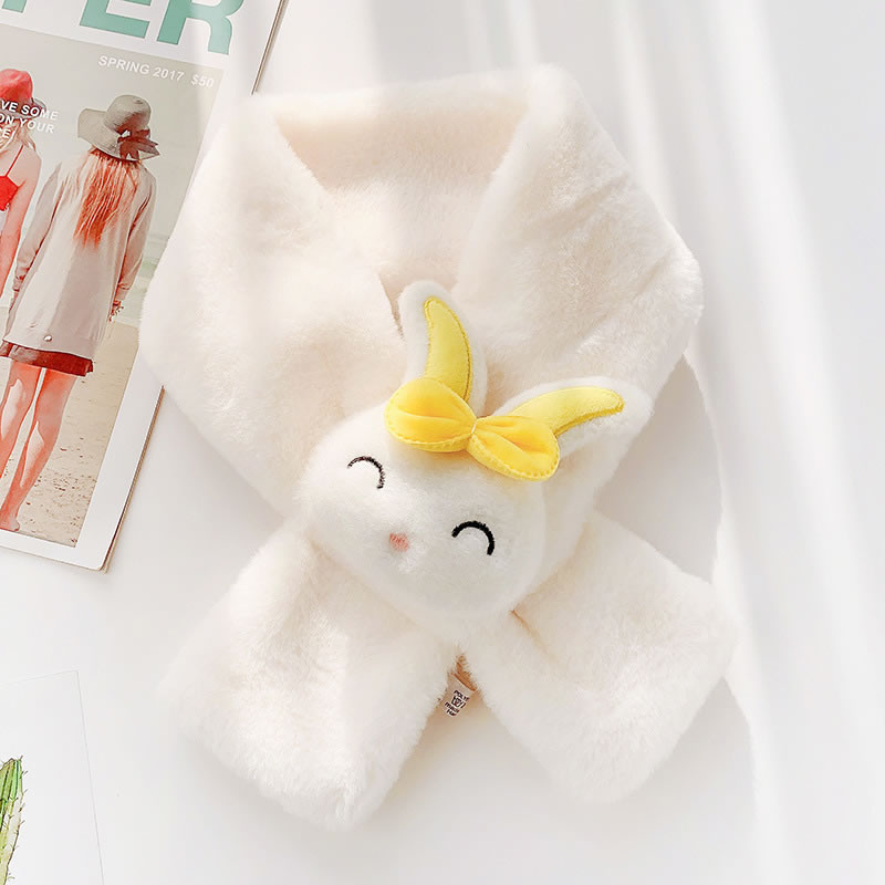 Fashion White Three-dimensional Rabbit Plush Socket Scarf