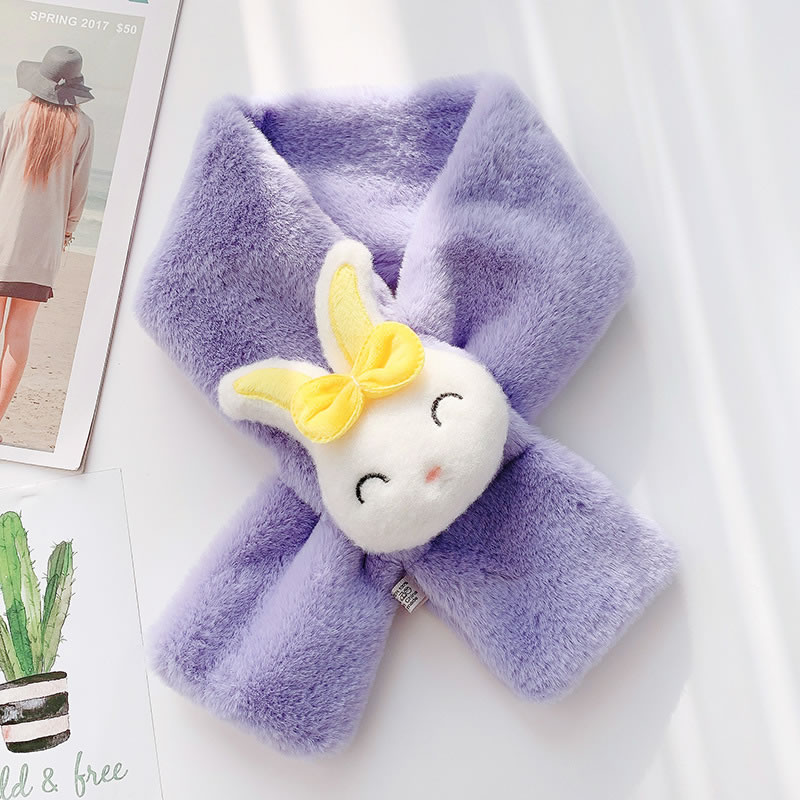 Fashion Purple Three-dimensional Rabbit Plush Socket Scarf