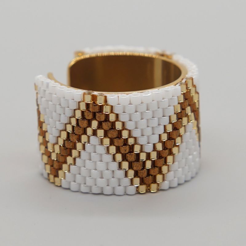 Fashion D Rice Beads Braided Open Ring