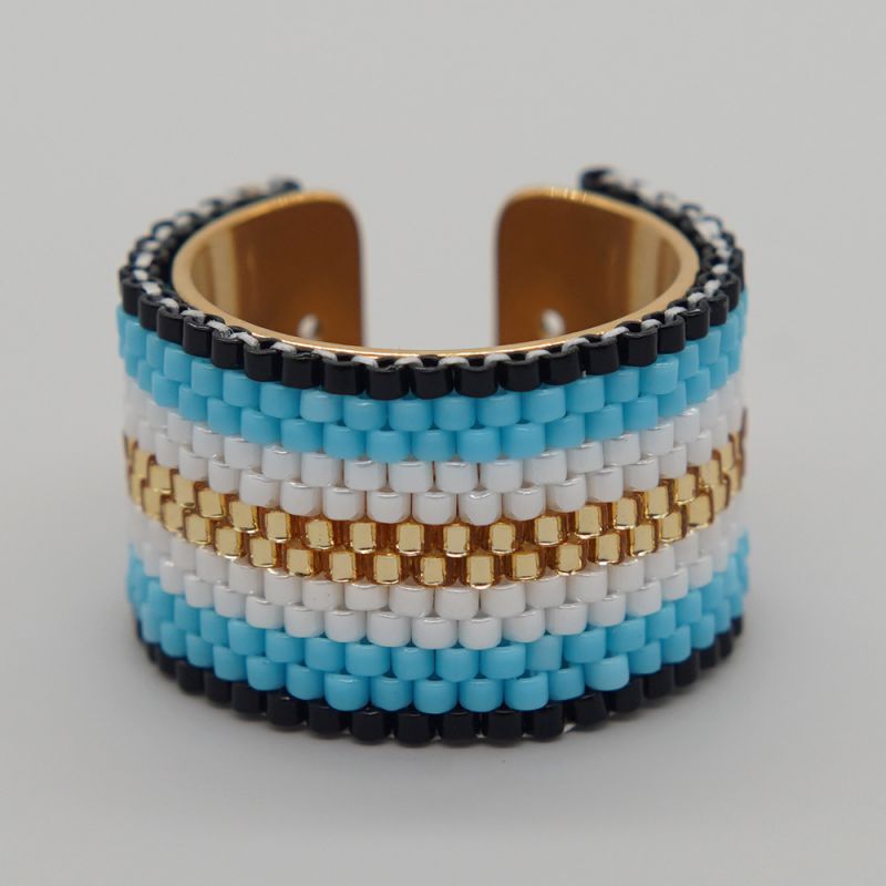 Fashion H Rice Beads Braided Open Ring