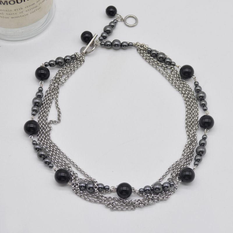 Fashion Silver Alloy Geometric Chain Ball Necklace