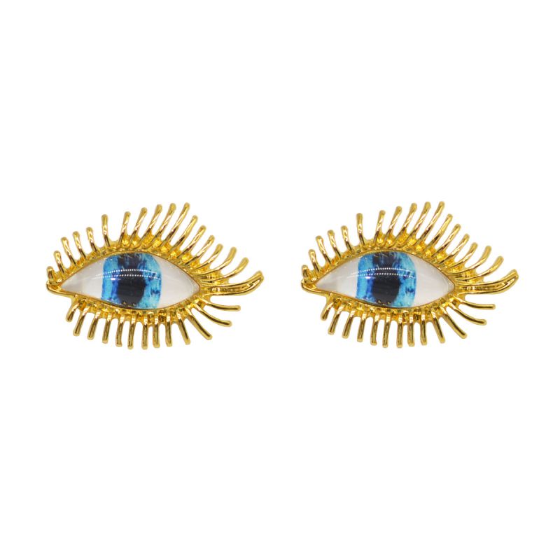 Fashion Gold Alloy Geometric Eye Stud Earrings