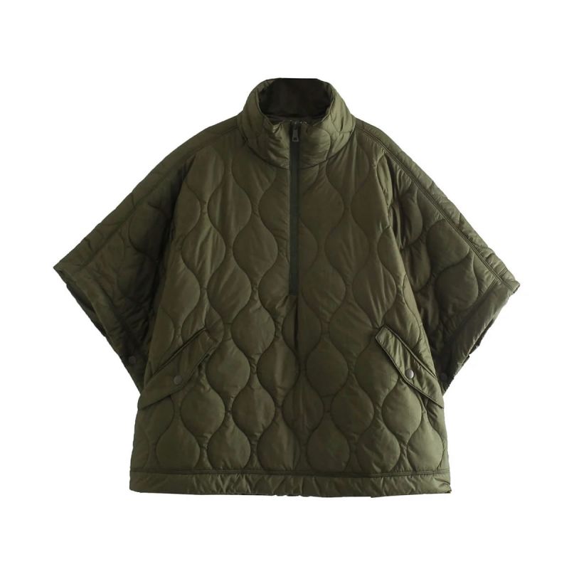 Fashion Armygreen Woven Embroidered Stand Collar Jacket  Woven