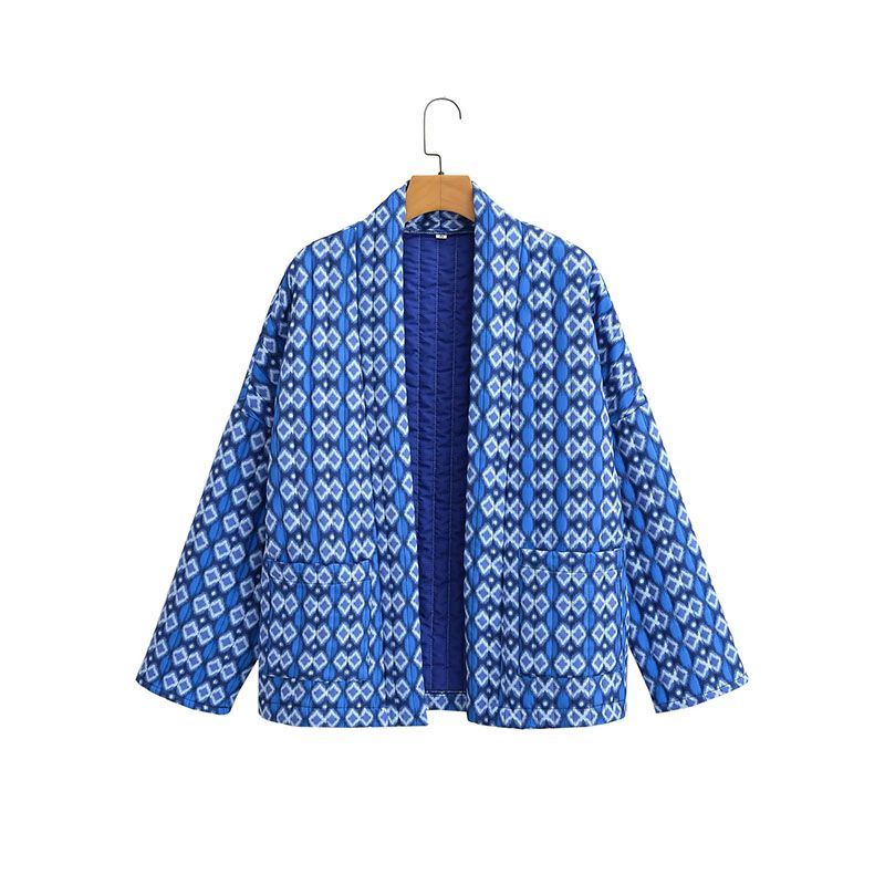 Fashion Sky Blue Woven Printed Jacket  Woven