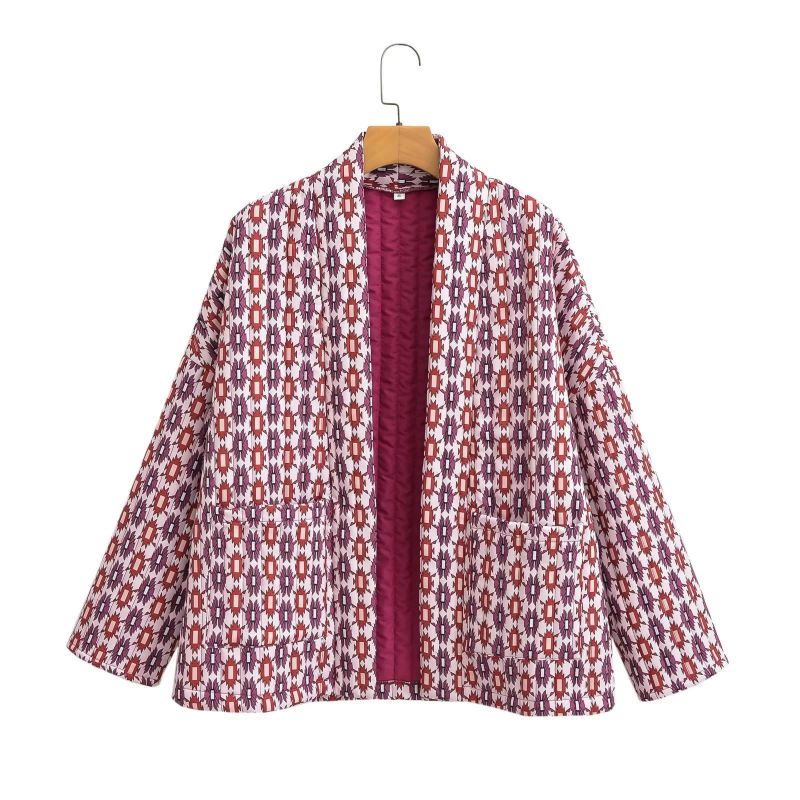 Fashion Red Woven Printed Jacket  Woven