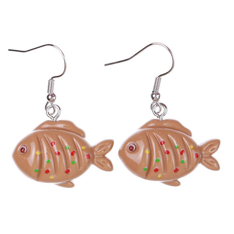 Fashion Brown Fish Resin Geometric Cartoon Insect Earrings