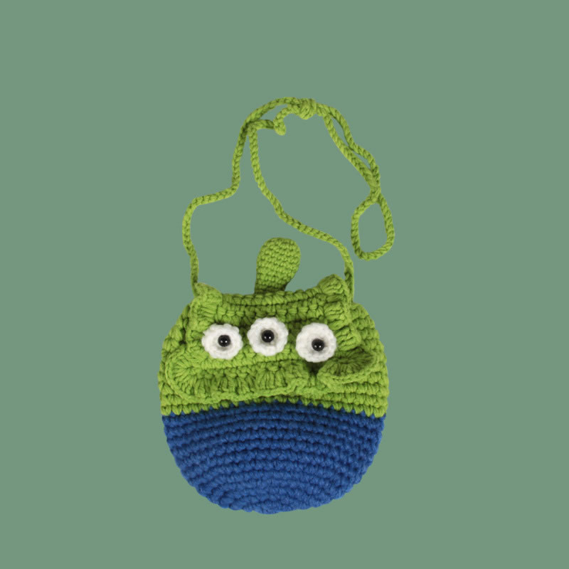 Fashion Set Of Three Eyes-bag Cartoon Knitted Monster Beanie