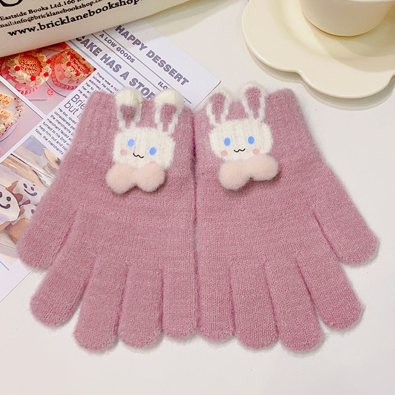 Fashion 4# Light Purple 3d Rabbit Children's Knitted Mittens