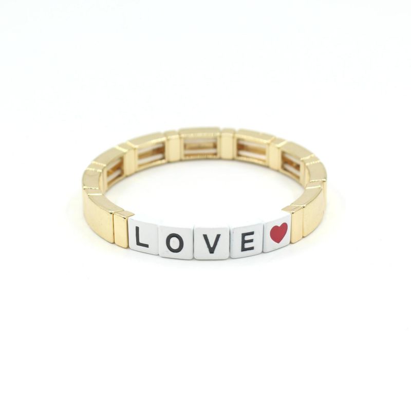 Fashion Love Model Alloy Geometric Love Letter Square Bracelet