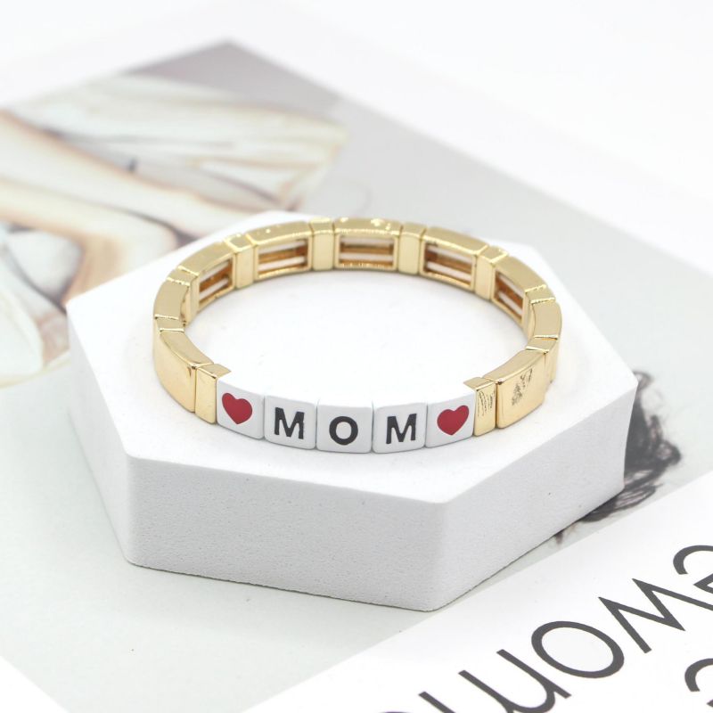 Fashion Mom Style Alloy Geometric Love Letter Square Bracelet