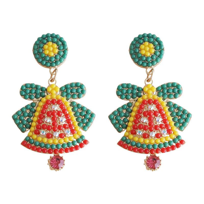Fashion Rose Red Alloy Beaded Bell Earrings