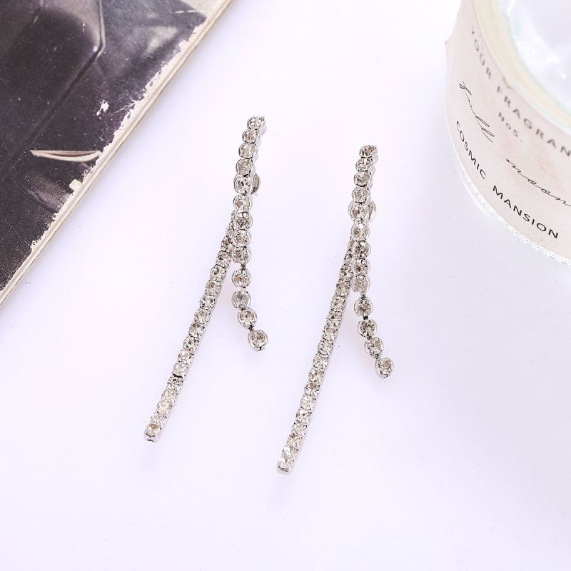 Fashion Silver Geometric Diamond Earrings