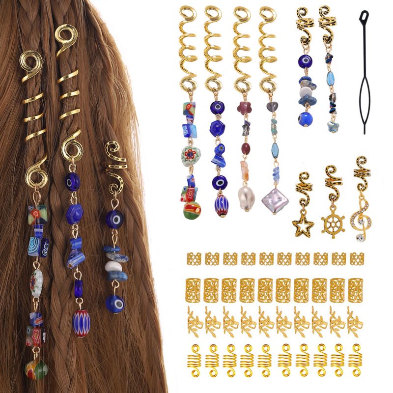 Fashion 45 Piece Set 3# Alloy Geometric Gravel Five-pointed Star Musical Note Braided Hair Button Set