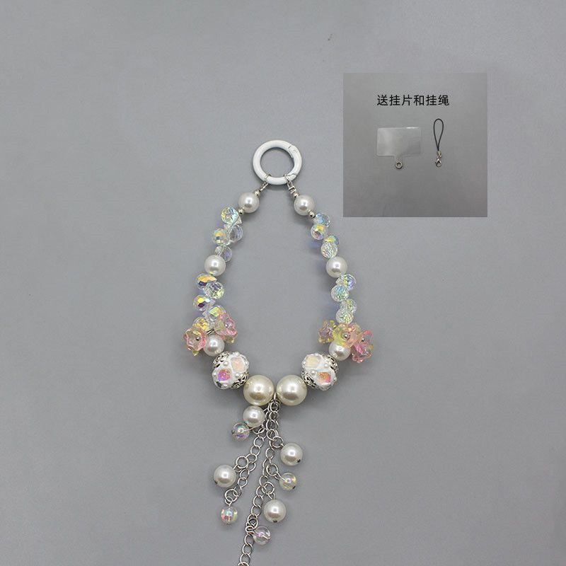 Fashion Crystal Tassel Style (comes With Hanging Piece And Lanyard) Geometric Beaded Pearl Tassel Mobile Phone Chain