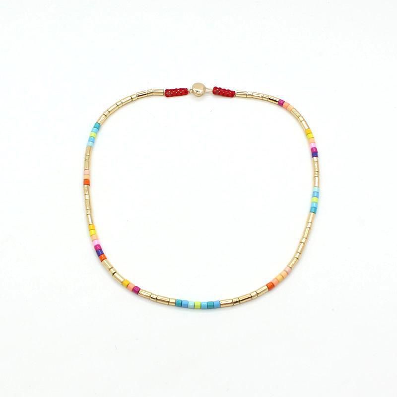 Fashion Color Alloy Colorful Beaded Necklace