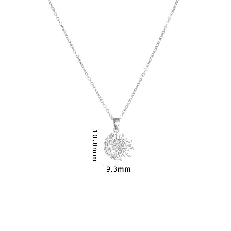 Fashion 6# Copper Diamond Moon Sun Necklace