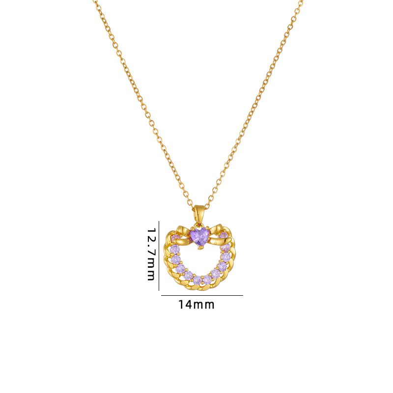 Fashion 3# Copper Diamond Geometric Love Necklace