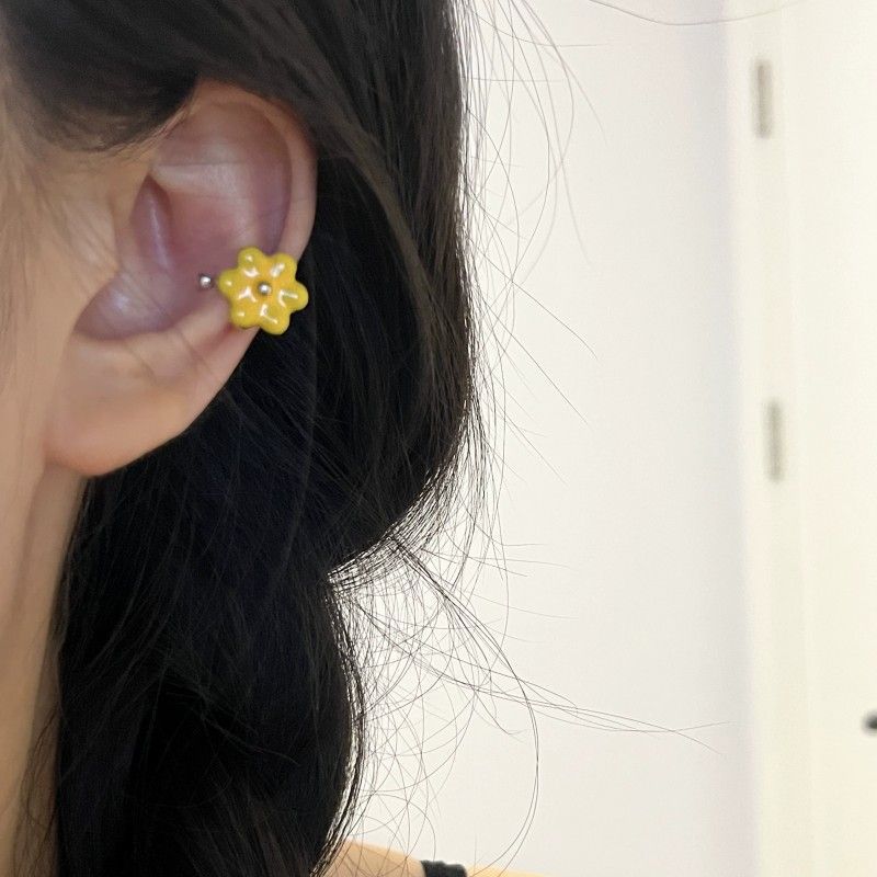 Fashion Yellow Flower Ear Clip Single Alloy Geometric Flower Ear Clip Single  Alloy