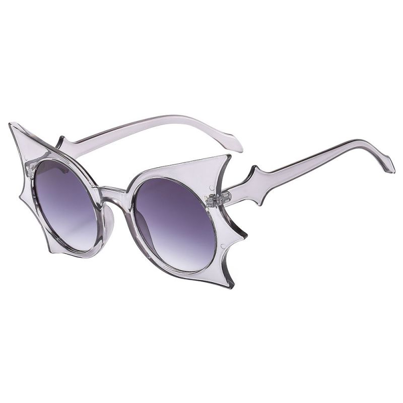 Fashion Transparent Gray Frame Double Gray Piece Ac Round Frame Bat Sunglasses