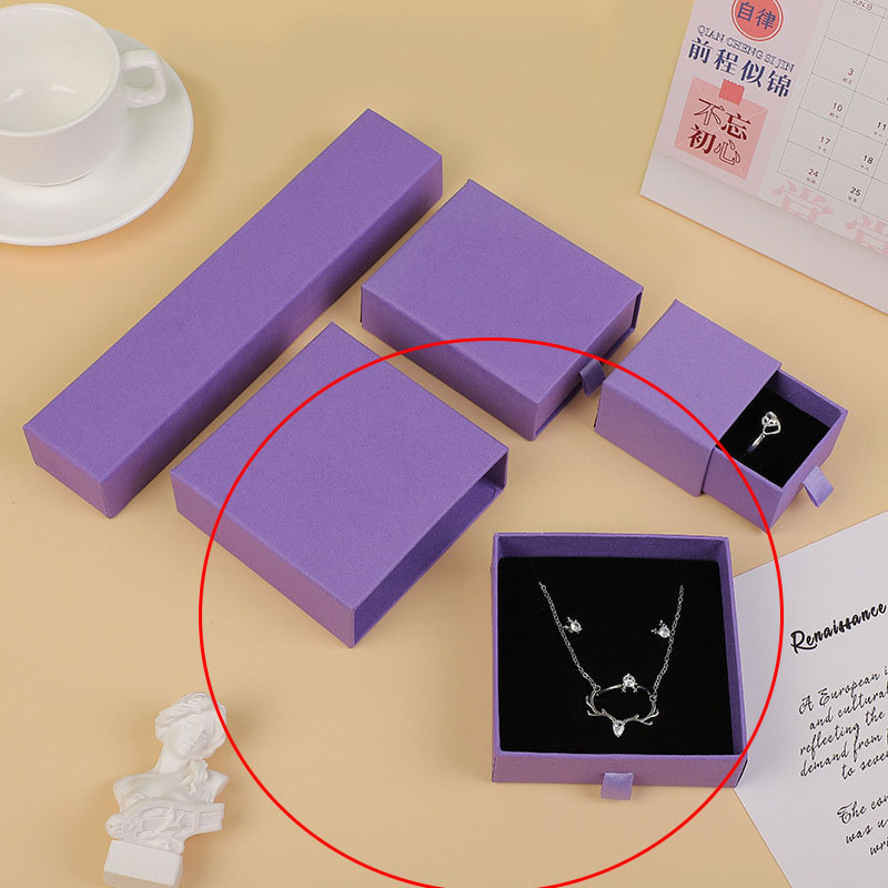 Fashion Purple 9*9*3.2cm (ring Necklace Earrings Pendant Set Box Drawer Square Jewelry Storage Box