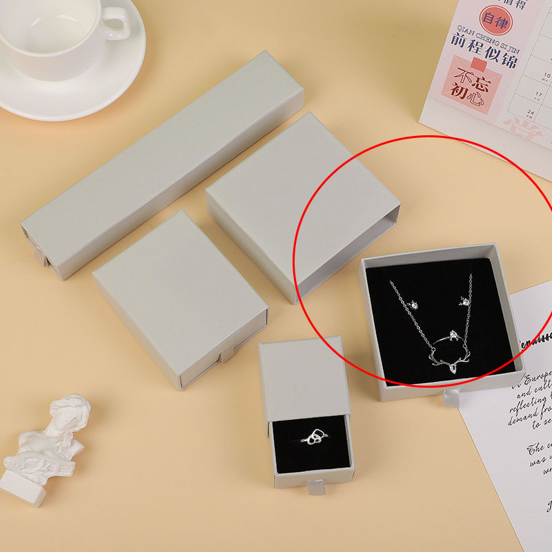 Fashion Gray 9*9*3.2cm (ring Necklace Earrings Pendant Set Box Drawer Square Jewelry Storage Box