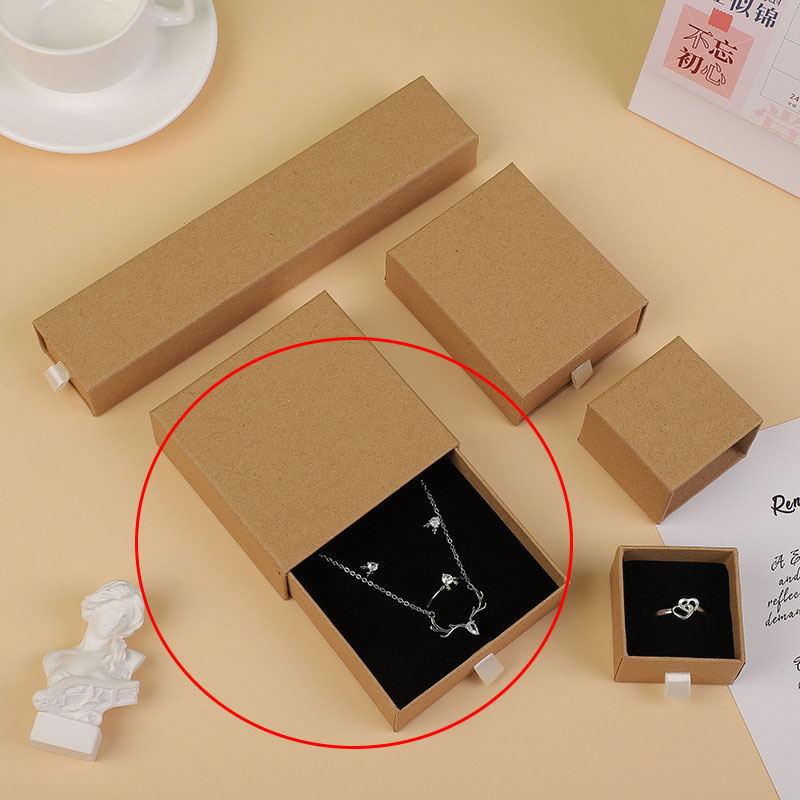 Fashion Kraft Paper 9*9*3.2cm (ring Necklace Earrings Pendant Set Box Drawer Square Jewelry Storage Box