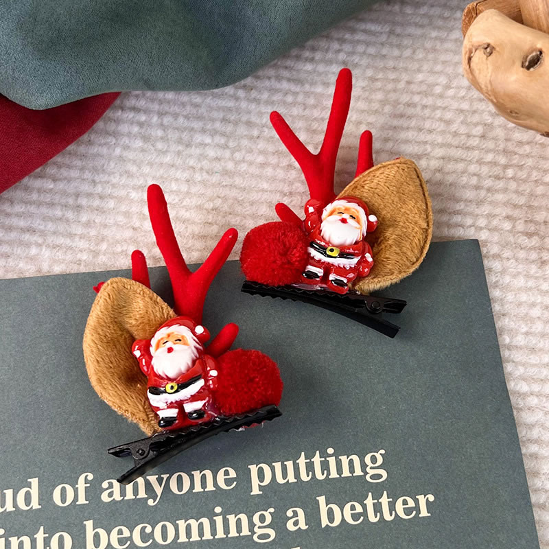 Fashion U Red Antlers Santa Clip Christmas Antlers Children's Clip