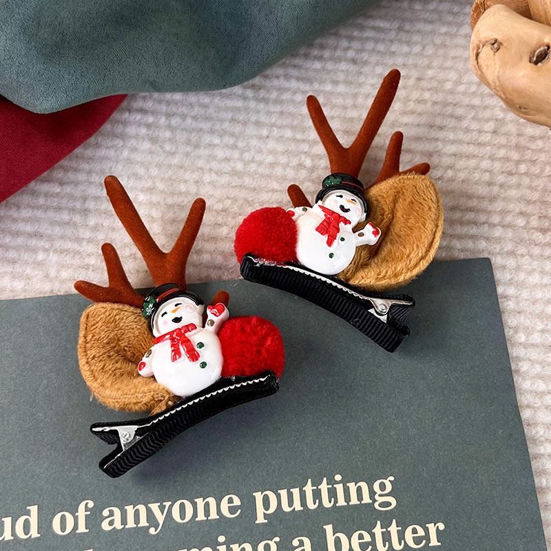 Fashion V Coffee Antlers Black Hat Snowman Clip Christmas Antlers Children's Clip