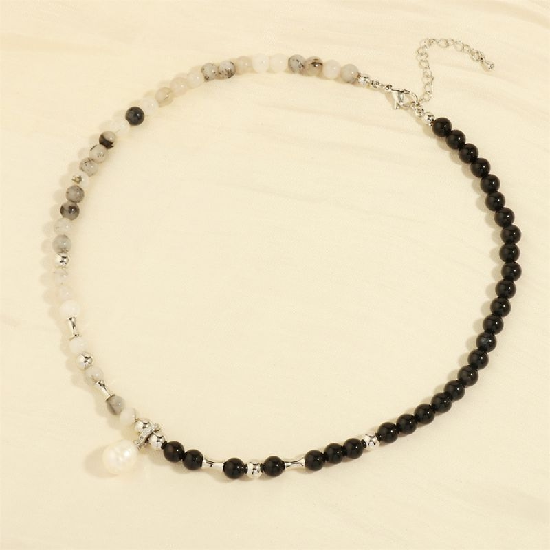 Fashion B-necklace Black Hair Crystal Beaded Necklace  Stone