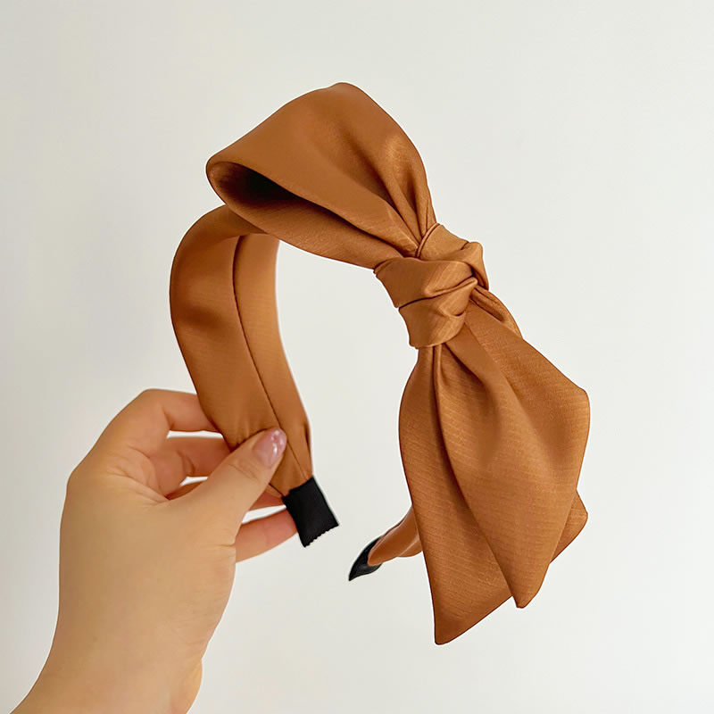 Fashion Orange Side Bow Headband Fabric Bow Wide-brimmed Headband