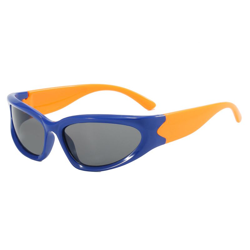 Fashion Blue Frame And Orange Feet Pc Irregular Wide Leg Children's Sunglasses