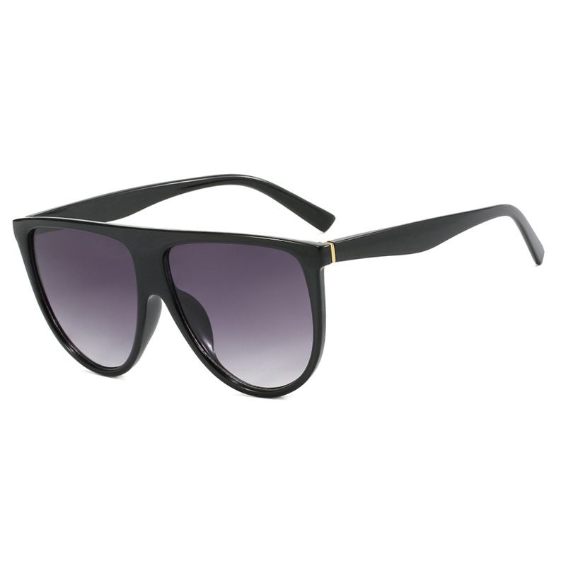 Fashion Bright Black Double Gray Large Square Frame Sunglasses