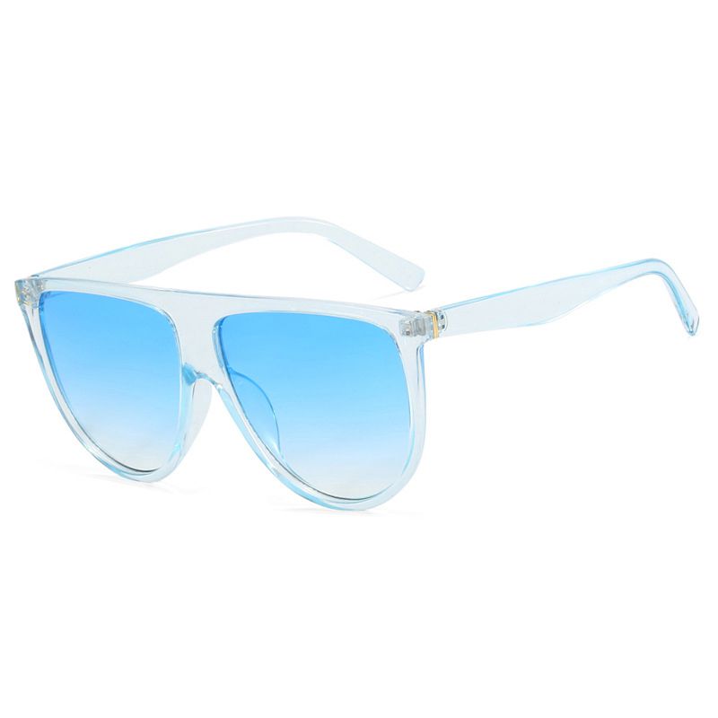 Fashion Transparent Blue Double Blue Large Square Frame Sunglasses