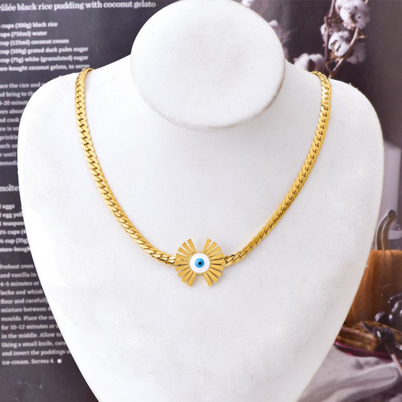 Fashion Necklace Stainless Steel Eye Sunflower Necklace