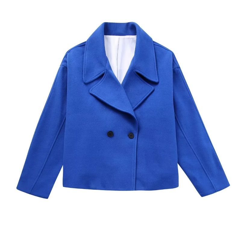 Fashion Blue Short Lapel Jacket