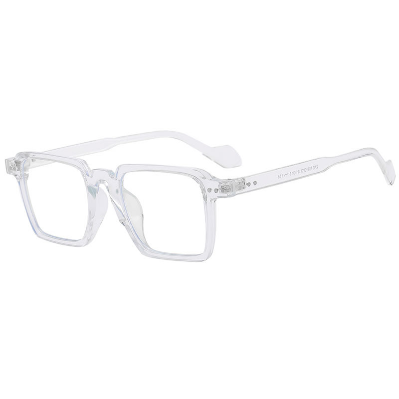 Fashion Bright Transparent White Film Anti-blue Light Pc Square Sunglasses