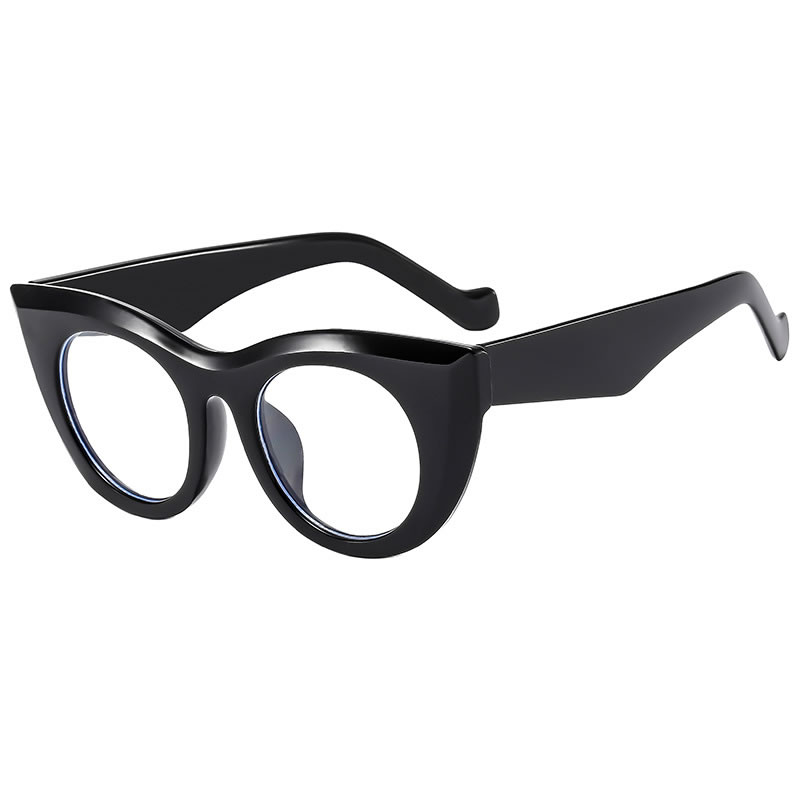 Fashion Bright Black And White Film Anti-blue Light Pc Cat Eye Sunglasses