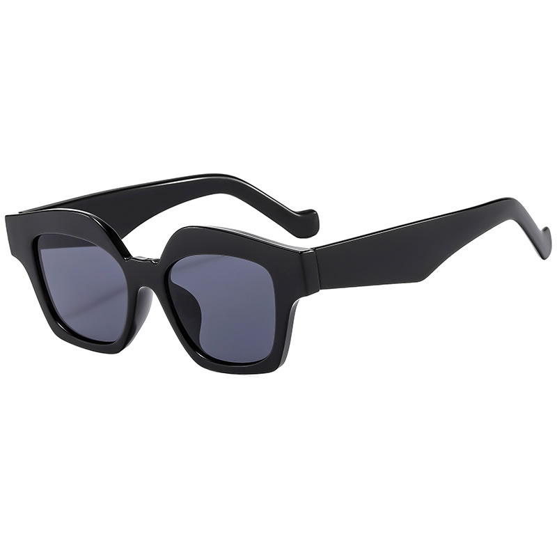 Fashion Bright Black And Gray Film Pc Irregular Large Frame Sunglasses