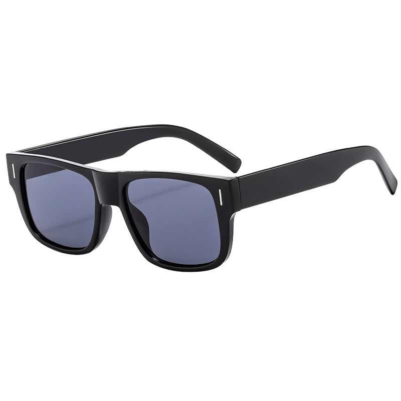 Fashion Bright Black And Gray Film Pc Square Large Frame Sunglasses