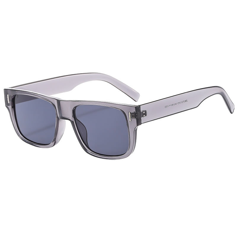 Fashion Transparent Gray Film Pc Square Large Frame Sunglasses