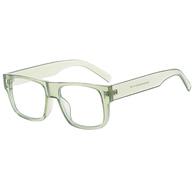 Fashion Transparent Green And White Film Anti-blue Light Pc Square Large Frame Sunglasses