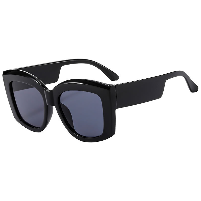 Fashion Glossy Black Pc Irregular Large Frame Sunglasses