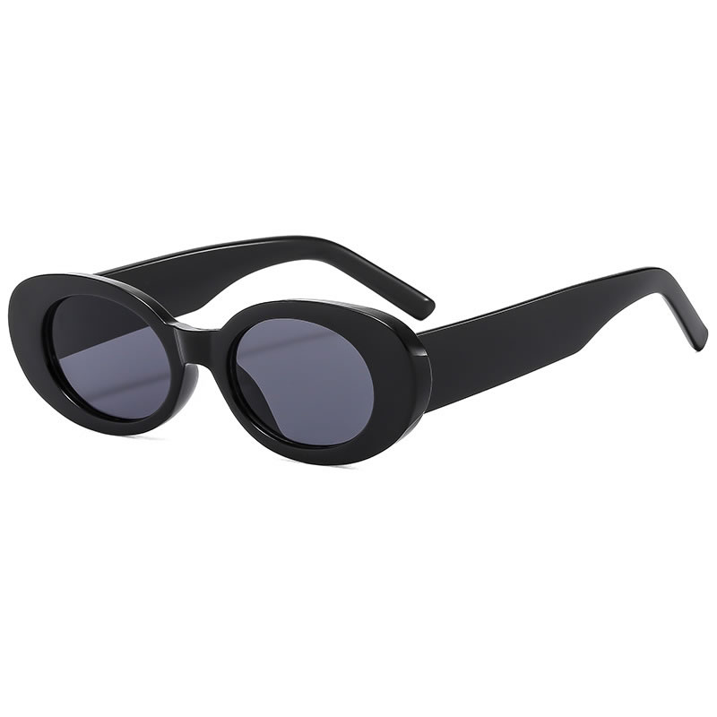 Fashion Glossy Black Pc Oval Sunglasses