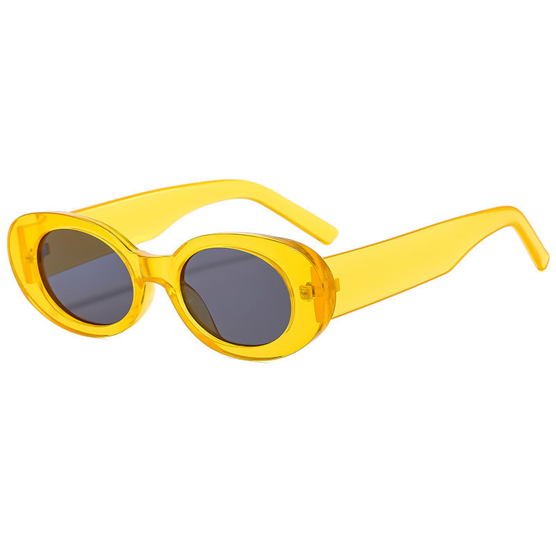 Fashion Light Yellow Pc Oval Sunglasses