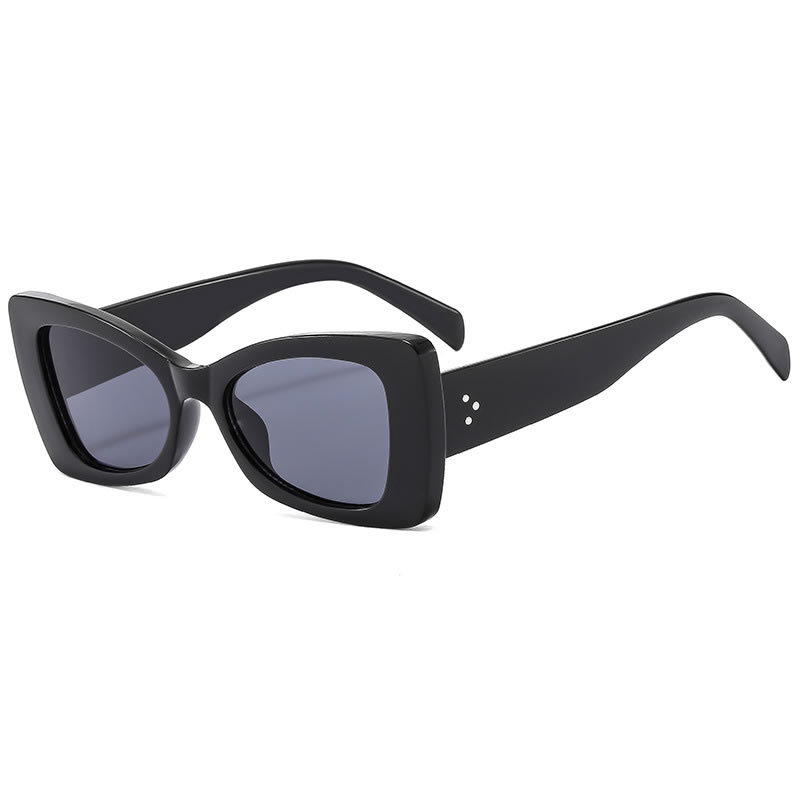 Fashion Glossy Black Pc Large Frame Sunglasses