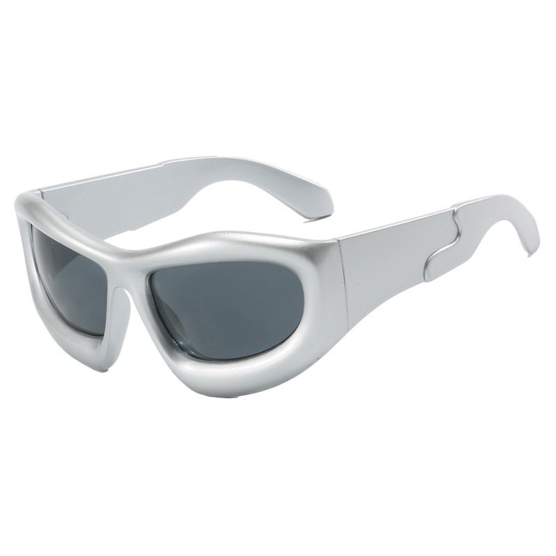 Fashion Silver Frame Gray Piece Pc Large Frame Sunglasses
