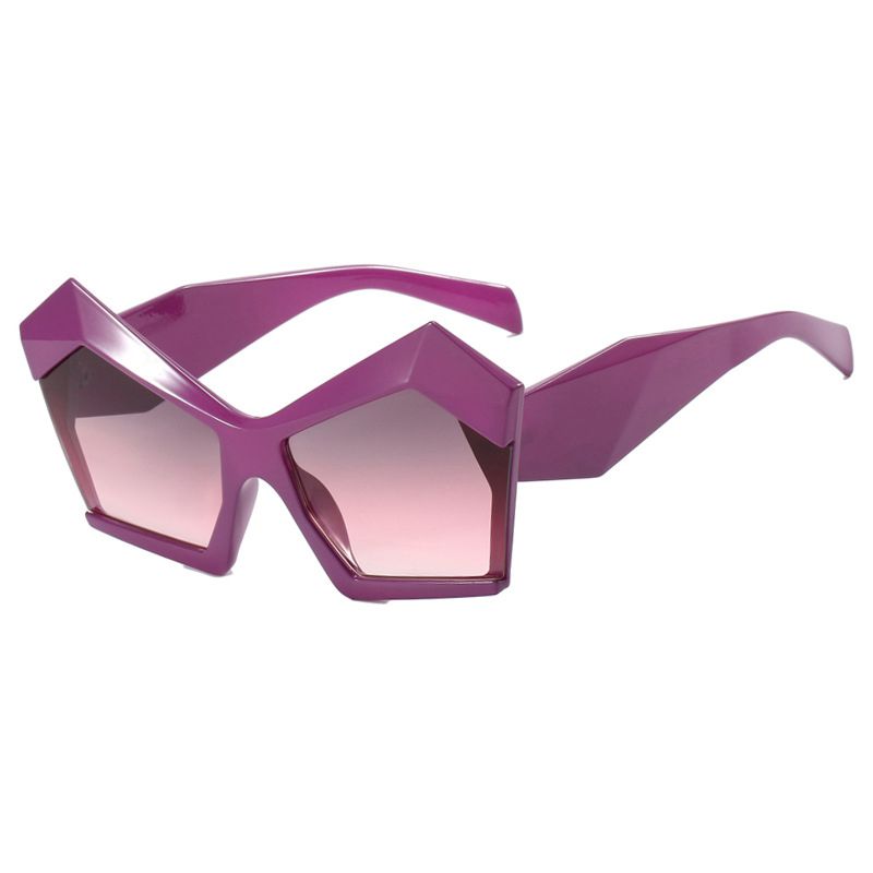Fashion Purple Frame Double Purple Pc Polygonal Cat Eye Sunglasses