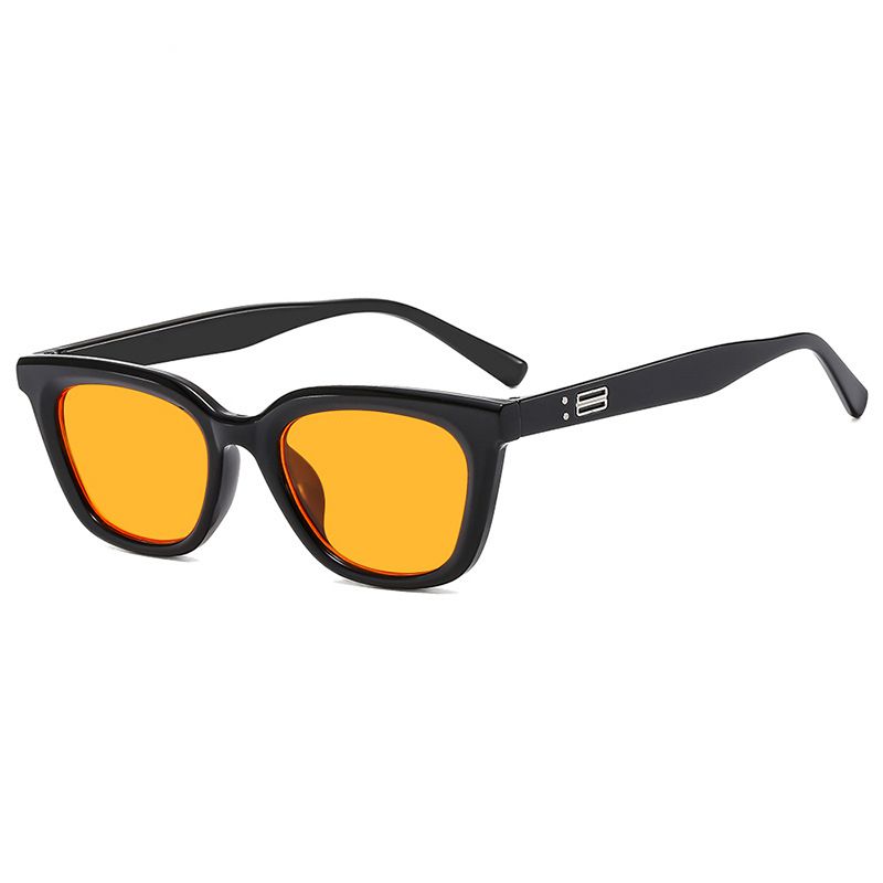 Fashion Bright Black Orange Slices Cat Eye Small Frame Sunglasses